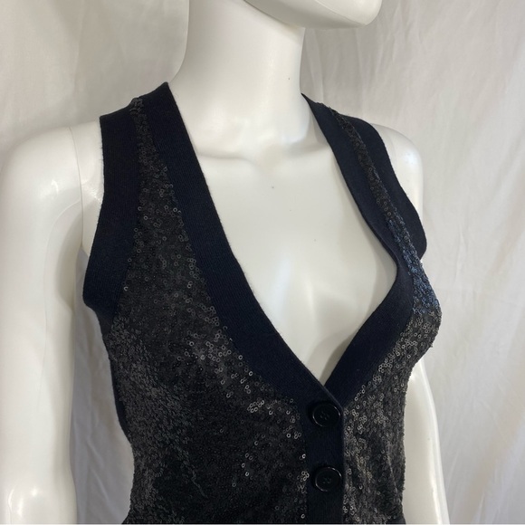 Express Design Studio Sequin Black Sweater Vest - Picture 8 of 8